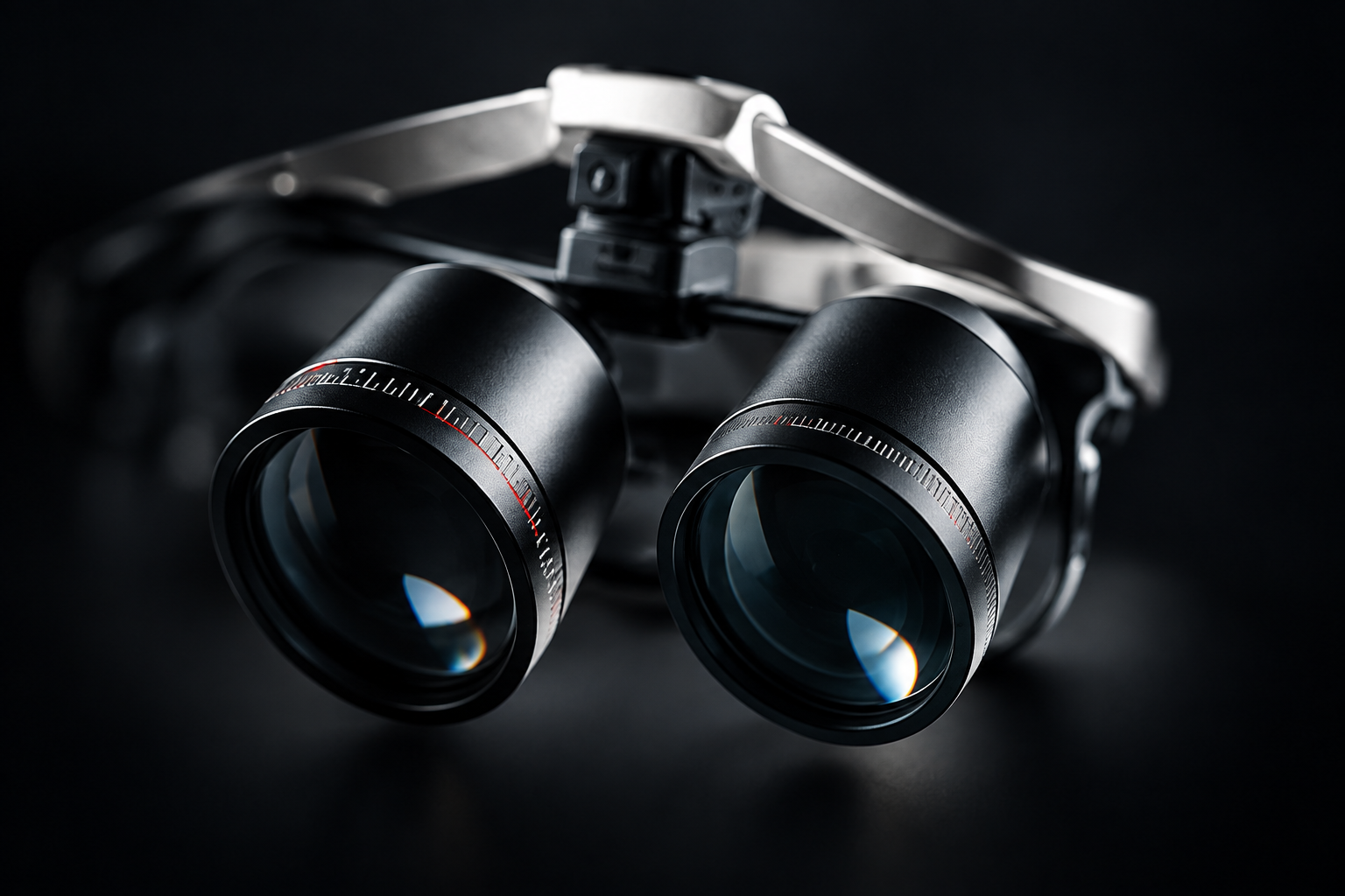 Close-up of precision loupe optics